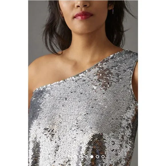 New Anthropologie Maeve One-Shoulder Sequin Dress Size XL